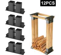 UISEBRT Aide à l'empilage du bois Galvanisé à chaud Aide stable à l'empilage du bois Support pour bois de chauffage Support pour bois de cheminée (12 pièces)
