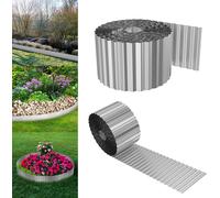 UISEBRT Argent Flexible Bordure de pelouse 10m Longueur 15cm Hauteur Forme ondulée Métal Bordure de jardin Bordure pour pelouse, bordure de tonte, parterre de fleurs