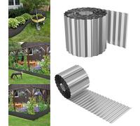 UISEBRT Argent Flexible Bordure de pelouse 5m Longueur 15cm Hauteur Forme ondulée Métal Bordure de jardin Bordure pour pelouse, bordure de tonte, parterre de fleurs