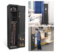 UISEBRT Armoire à armes pour 3 à 5 fusils - Armoire à munitions - Avec serrure électronique et empreintes digitales - Réglable - Pour armes longues, pistolets et munitions