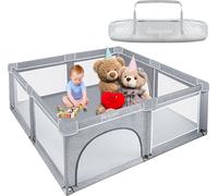 UISEBRT Baby Parc 200 X 180cm Barrière de sécurité Aire de jeux d'activité Avec base antidérapante Gris