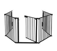 UISEBRT Barrière de protection cheminée avec porte, Barrière de sécurité Enfant Animaux - en métal - pliable - Grille de configuration - 5 éléments - Noir