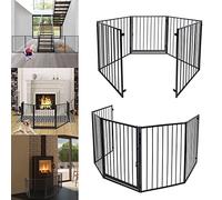 UISEBRT Barrière de Sécurité Enfant 305cm - Stable Pliable Barrière de Protection cheminée, Grille de Protection en 5 éléments, Noir