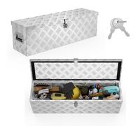 UISEBRT Boîte à outils en aluminium avec serrure, boîte de transport en aluminium robuste, 800 x 220 x 225 mm, robuste, pour remorque, boîte de rangement étanche avec 2 clés (argenté)