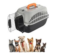 UISEBRT Boîte de transport pour chat avec porte en métal à l'avant - Cage de transport pour animaux de compagnie - Pour petits animaux de compagnie / chats / chiens / lapins jusqu'à 10 kg - Gris +