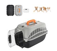 UISEBRT Boîte de transport pour chat - Pour petits animaux de compagnie - Chats - Chiens et lapins - Jusqu'à 10 kg - Avec porte en métal à l'avant - Noir et gris