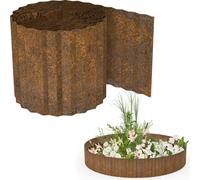 UISEBRT Bordure de pelouse 5m en forme de vague - En acier en rouille naturelle, flexible, idéal comme bordure décorative de parterre, bordure de tonte & bordure de pelouse