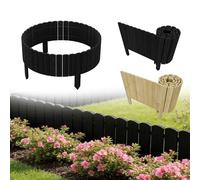 UISEBRT Bordure de pelouse en bois flexible - Bordure de tonte - Palissades en bois - Clôture pour jardin, parterre de fleurs - Longueur : 200 cm - Hauteur : 10 cm - Anthracite