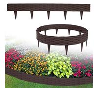 UISEBRT Bordure de pelouse en plastique - 10 m - Bordure de jardin - Aspect rotin - Palissades décoratives pour jardin - Marron
