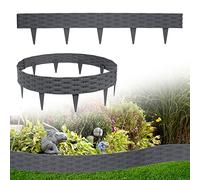 UISEBRT Bordure de pelouse en plastique 10 m - Bordure de jardin - Aspect rotin - Palissades décoratives pour jardin - Anthracite