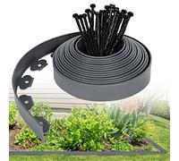 UISEBRT Bordure de Pelouse en Plastique 20m - Flexible Bordure de Jardin avec 60 Piquets d'ancrage Bordure de Gazon Décorative de Jardin, Gris