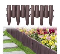 UISEBRT Bordure de pelouse en plastique - 5,6 m - Bordure de parterre - Bordure de jardin - Aspect bois - Palissades décoratives pour jardin - 1 élément (L x H) : 28 cm x 24 cm - Marron