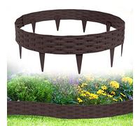 UISEBRT Bordure de pelouse en plastique - 5 m - Bordure de jardin - Aspect rotin - Palissades décoratives pour jardin - Marron