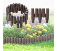 UISEBRT Bordure de pelouse en plastique aspect bois - 5,6 m - Bordure de jardin - Bordure de tonte - Bordure de parterre - Palissade décorative - 1 élément (L x H) : 28 cm x 24,5 cm - Marron