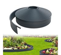 UISEBRT Bordure de pelouse flexible en plastique - 15 m - Bordure de parterre avec bord supérieur rond - Empêche la propagation des racines - Bordure stable - 9,6 cm x 15 m - Anthracite