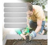 UISEBRT Bordure de pelouse galvanisée - 5 m - En métal - 15 cm de haut - Résistant aux intempéries - Pour parterres de fleurs, allées de jardin, arbres, jardins de gravier - Argenté