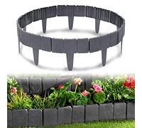 UISEBRT Bordures de Jardin 10 m Bordure de pelouse en Plastique Bordure de Gazon Clôture Effet, Aspect Pierre, Décoration de Jardin, 1 élément (L x H): 25 cm x 23 cm - Antracite
