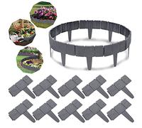 UISEBRT Bordures de Jardin 2,5 m Bordure de pelouse en Plastique Bordure de Gazon Clôture Effet, Aspect Pierre, Décoration de Jardin, 1 élément (L x H): 25 cm x 23 cm - Antracite