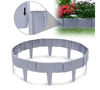 UISEBRT Bordures de Jardin 20 m Bordure de pelouse en Plastique Bordure de Gazon Clôture Effet, Aspect Pierre, Décoration de Jardin, 1 élément (L x H): 25 cm x 23 cm - Gris