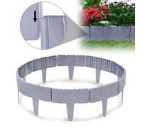 UISEBRT Bordures de Jardin 5 m Bordure de pelouse en Plastique Bordure de Gazon Clôture Effet, Aspect Pierre, Décoration de Jardin, 1 élément (L x H): 25 cm x 23 cm - Gris