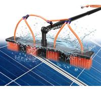 UISEBRT Brosse de lavage télescopique en aluminium pour les installations solaires, fenêtres photovoltaïques, jardins d'hiver, manche télescopique de 4,65m + brosse de 55cm