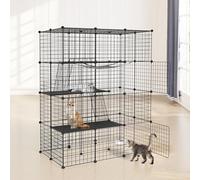 UISEBRT Cage pour chat en métal pour l'extérieur et l'intérieur, avec hamac amovible, 2 échelles et 2 portes, 4 étages DIY comme cage d'entraînement, lieu de repos ou enclos extérieur