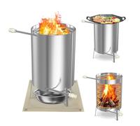 UISEBRT Chauffage de piscine avec feu à bois - Tonneau à feu en 100 % acier inoxydable avec spirale chauffante Ø 32/38 mm - Raccordement pour piscine, chauffage de piscine, seau à feu, chauffage de