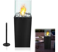 UISEBRT Cheminée à poser carréeéthanol Bioéthanol Cheminée au sol Beau jeu de flammes Cheminée de terrasse Outdoor Indoor Flamme réglable avec crochet de serrage en forme de V 80x24,5x20cm