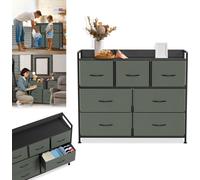 UISEBRT Commode en tissu à 7 tiroirs Armoire de rangement en tissu - Buffet à tiroirs, armoire en tissu polyvalente pour la maison et le bureau - Gris