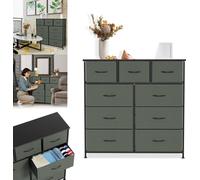 UISEBRT Commode en tissu à 9 tiroirs Armoire de rangement en tissu - Buffet à tiroirs, armoire en tissu polyvalente pour la maison et le bureau - Gris