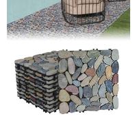 UISEBRT Dalles de galets en pierre naturelle découpées, 30 x 30 cm - 11 pièces par lot (environ 1 m²) - Antidérapant et mat - Idéal pour terrasse, allée de jardin, douche, extérieur (coupé multicolore