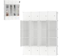 UISEBRT DIY Système d'étagères Armoire avec porte, armoire vestiaire Étagère enfichable, étagère sur pied blanche, 20 boxes - armoire modulaire pour garde-robe & rangement