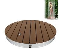 UISEBRT Douche de jardin - Douche extérieure en WPC et aluminium - Douche de sol mobile - Douche solaire - Hauteur de fontaine réglable jusqu'à 4 m - Pour piscine, jardin, terrasse (rond, marron)