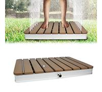 UISEBRT Douche de jardin - Douche extérieure en WPC et aluminium - Douche de sol mobile - Douche solaire - Hauteur de fontaine réglable jusqu'à 4 m - Pour piscine, jardin, terrasse (rectangulaire