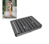 UISEBRT Douche de jardin - Douche extérieure en WPC et aluminium - Douche de sol mobile - Douche solaire - Hauteur de fontaine réglable jusqu'à 4 m - Pour piscine, jardin, terrasse (rectangulaire
