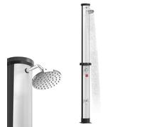 UISEBRT Douche solaire de jardin 40 l, hauteur 216 cm, pommeau de douche à effet pluie pivotant, max. 60 °C, douche extérieure avec robinet et kit de raccordement pour piscine, jardin et camping