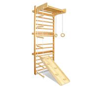 UISEBRT Échelle Suédoise Espalier en bois pour enfants et adultes - Espalier Gym Fitness - Avec barre, anneaux de gymnastique - Charge 100KG