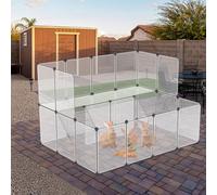 UISEBRT Enclos à double structure - 26 pièces - 143 x 108 x 93 cm - En plastique - Pour petits animaux, lapins, cochons d'Inde - Blanc - Avec escaliers et marteau