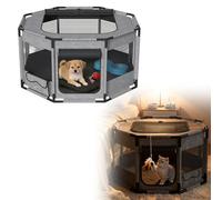 UISEBRT Enclos pour chiots - En tissu Oxford - Filet respirant avec fermeture éclair et poche latérale - Parc d'intérieur pour chiens et chats - 81 x 81 x 45 cm - Octogonal
