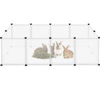 UISEBRT Enclos pour lapins Lapins cochons d'Inde Hamsters Enclos pour chiots Cage pour chats Parc DIY Grille en plastique et acier 12 plaques sans portes Blanc 145x75x48cm