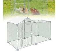 UISEBRT Enclos pour poulailler - 2 x 1 x 1,5 m - Cadre en acier galvanisé - Enclos avec serrure - Pour poules, petits animaux