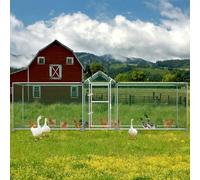 UISEBRT Enclos pour poulailler - 5 x 1 x 1,5 m - Cadre en acier galvanisé - Enclos avec serrure pour poules, petits animaux