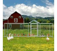 UISEBRT Enclos pour poulailler, poulailler, cadre en acier galvanisé avec serrure pour poules, petits animaux, 4 x 1 x 1,5 m