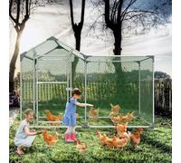 UISEBRT Enclos pour poulailler, poulailler, cadre en acier galvanisé avec serrure pour poules, petits animaux, 2 x 1 x 1,5 m