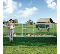 UISEBRT Enclos pour poulailler, poulailler, cadre en acier galvanisé avec serrure pour poules, petits animaux, 5 x 1 x 1,5 m