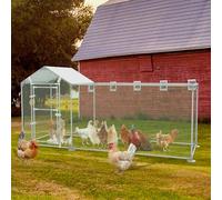 UISEBRT Enclos pour poulailler, poulailler, cadre en acier galvanisé, enclos avec serrure pour poules et petits animaux, 3 x 1 x 1,5 m