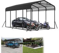 UISEBRT Extra Large Car Port Tent 600×370×260 cm - Robuste garage en métal pour voiture, bateau, camping-car & stockage en extérieur - Résistant aux UV, étanche & résistant à l'hiver
