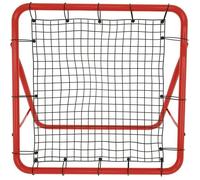 UISEBRT Filet de rebond de football, Pour entraînement de football, Avec 5 niveaux réglables, Cadre en acier rouge, 100 x 100 x 65cm
