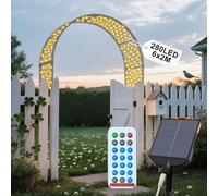 UISEBRT Filet lumineux solaire extérieur 6x2m 280 LED Blanc chaud LED éclairage de Noël solaire LED étanche IP44 avec 8 modes et minuterie pour Intérieur et Extérieur Décoration de Noël, Pâques