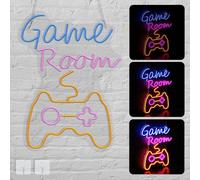 UISEBRT Gamer Lumière néon LED pour décoration, panneaux néons décoratifs lettres lumineuses avec chaîne USB, modulateur de lumière, crochet et chaîne, inscription LED 5 V pour fête Game Room (Game